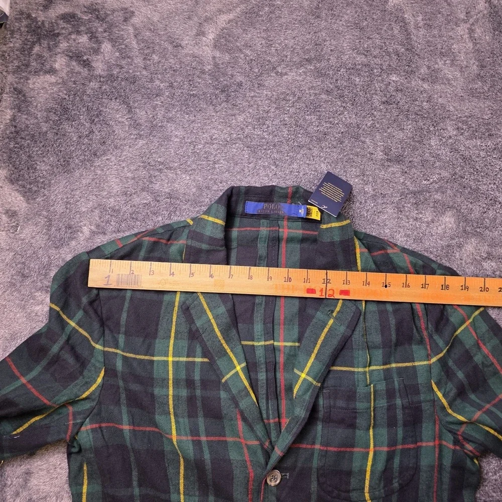 Polo Ralph Lauren Tartan Plaid Flannel‎ Sport Coat Mens M Jacket Surgeons Cuff